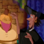 Clopin coplay as Frollo while tormenting Phoebus and Quasimodo Disney Hunchback of Notre Dame picture image