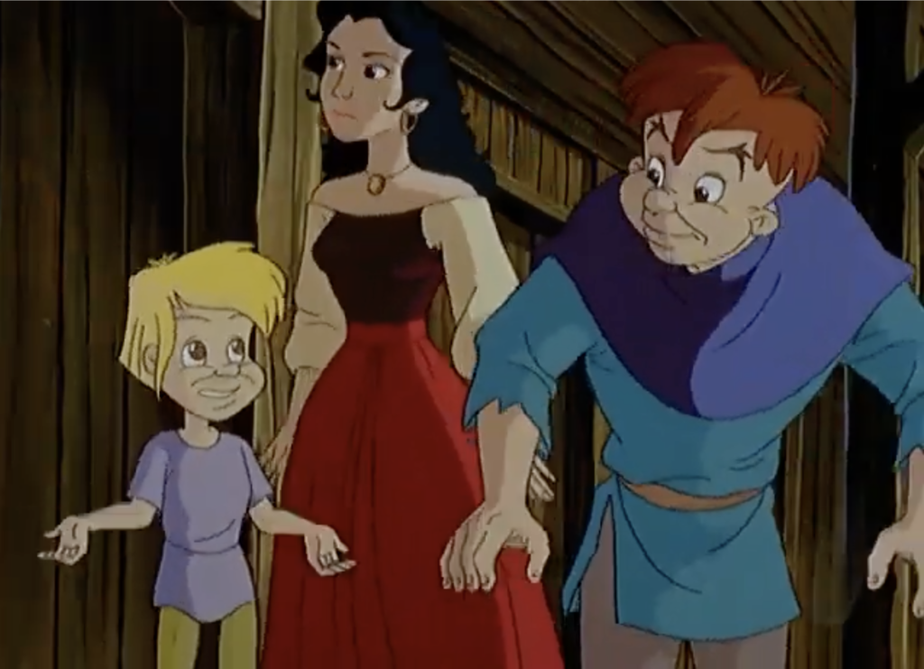 Quasimodo and Esmeralda with an orphan, The Magical Adventures of Quasimodo Episode 9