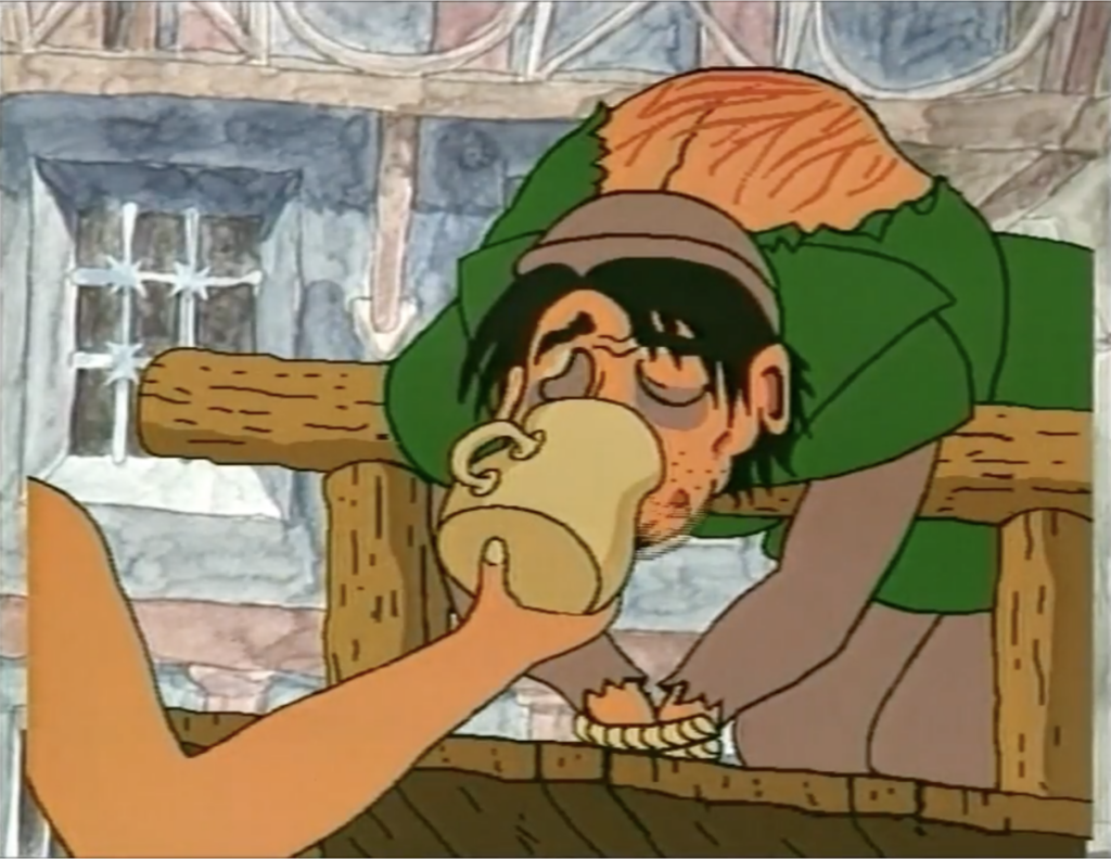 Esmeralda giving Quasimodo water, Dingo Pictures, The Hunchback of Notre Dame