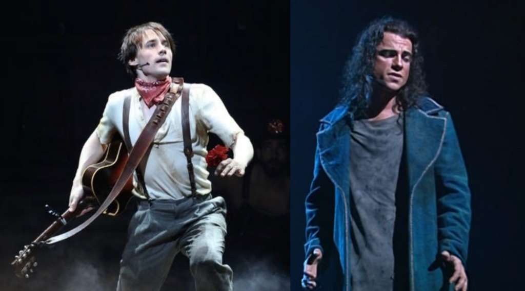 Reeve Carney as Orpheus, Hadestown; Bruno Pelletier as Gringoire, Notre Dame de Paris