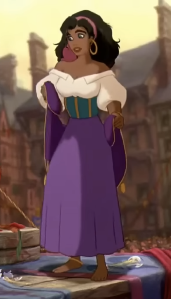 Esmeralda's costume, purple skirt, Disney The Hunchback of Notre Dame 1996